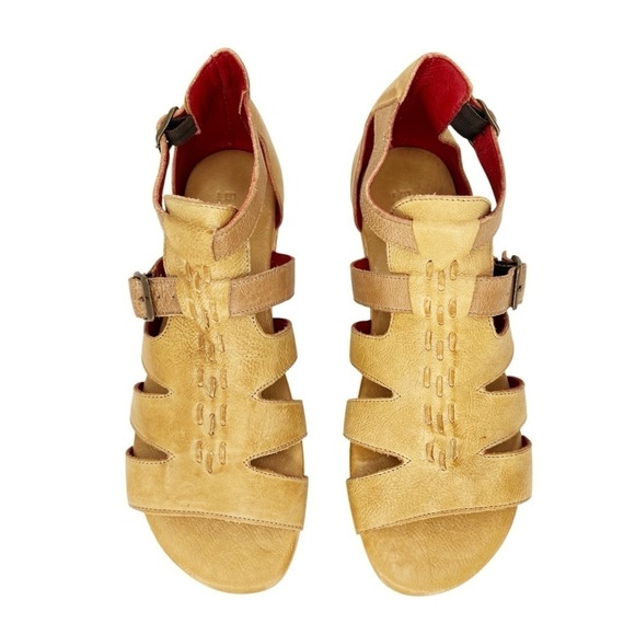 NEW Bed|Stu Ada Cage Size 10 Platform Sandal Leather Cashew Tan Flatform Bedstu - Picture 10 of 11